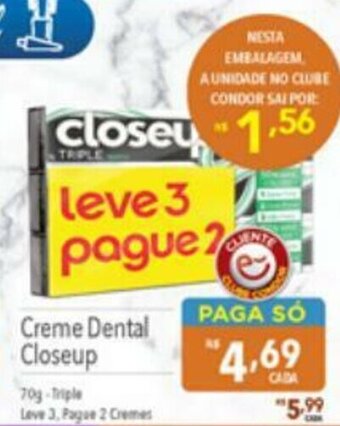 Supermercados Condor Creme Dental Closeup 70g oferta