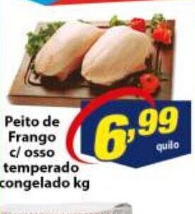 Vencedor Atacadista Peito de Frango c/ Osso temperado congelado 1kg oferta