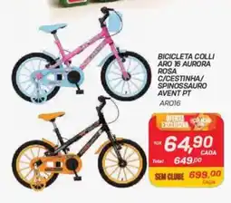 GBarbosa Bicicleta colli aro 16 aurora rosa c/cestinha/ spinossauro avent pt aro16 oferta