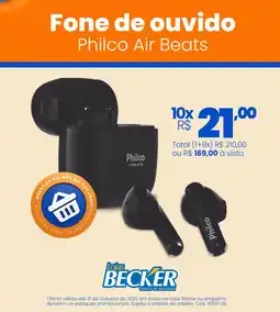 Lojas Becker Fone de ouvido Philco Air Beats oferta