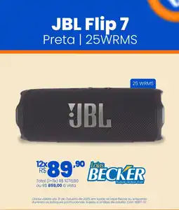 Lojas Becker JBL Flip 7 Preta | 25ŴRMS oferta