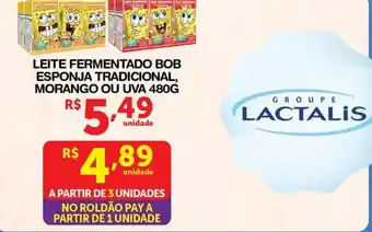 Roldão Leite fermentado bob esponja tradicional, morango ou uva oferta
