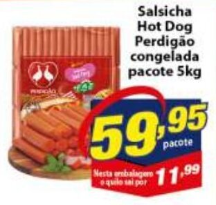 Vencedor Atacadista Salsicha Hot Dog Perdigao Congelada 5kg oferta