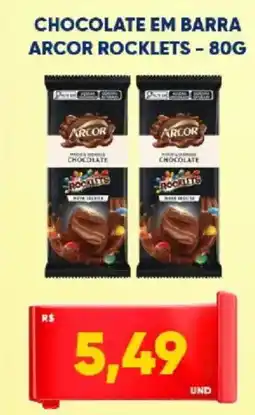 Tatico Chocolate em barra arcor rocklets oferta