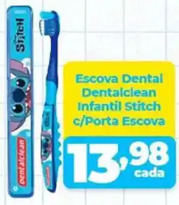 X Supermercados Escova Dental Dentalclean Infantil Stitch c/Porta Escova oferta