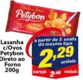 Vencedor Atacadista Lasanha c/ Ovos Petybon Direto ao Forno 200g oferta