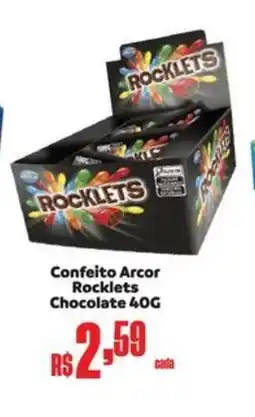 Supermercados Mateus Confeito Arcor Rocklets Chocolate oferta