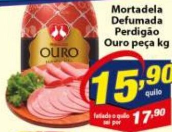 Vencedor Atacadista Mortadela Defumada Perdigao Ouro peca 1kg oferta