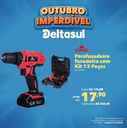 Deltasul Parafusadeira Furadeira com Kit 13 Peças oferta