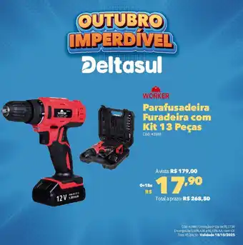 Deltasul Parafusadeira Furadeira com Kit 13 Peças oferta