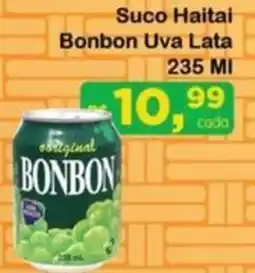 Chama Supermercados Suco Haitai Bonbon Uva Lata oferta