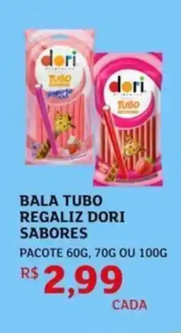 Assaí Atacadista Bala tubo regaliz dori sabores oferta