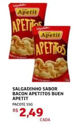 Assaí Atacadista Salgadinho sabor bacon apetitos buen apetit oferta