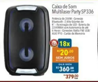 Supermercados Condor Caixa de Som Multilaser Party SP336 oferta