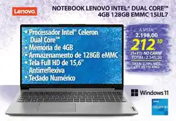 Lojas Cem Notebook lenovo intel® dual core™ 4gb 128gb emmc 15ijl7 oferta
