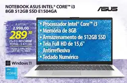 Lojas Cem Notebook asus intel® core™ i3 8gb 512gb ssd e1504ga oferta