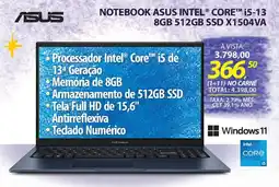Lojas Cem Notebook asus intel® core™ i5-13 8gb 512gb ssd x1504va oferta