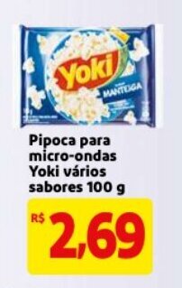 Mercado Extra Pipoca para Micro-ondas Yoki varios sabores 100g oferta