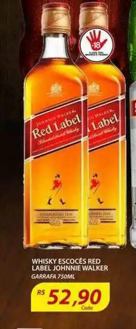 Assaí Atacadista Whisky Escocês Red Label Johnnie Walker Garrafa oferta