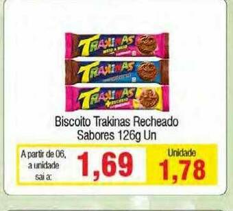 Spani Atacadista Biscoito Trakinas Recheado Sabores oferta