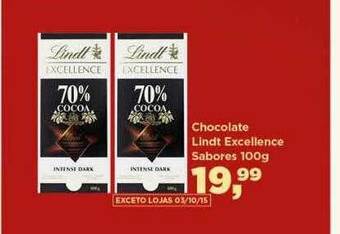 Supermercados São Vicente Chocolate Lindt Excellence Sabores oferta