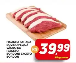 Supermercado Bem Barato Picanha fatiada bovino peça à vácuo oferta