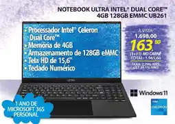 Lojas Cem Notebook ultra intel® dual core™ 4gb 128gb emmc ub261 oferta