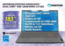 Lojas Cem Notebook positivo vision intel® dual core™ 4gb 128gb emmc c4128a positivo oferta