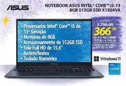 Lojas Cem Notebook asus intel® core™ i5-13 8gb 512gb ssd x1504va oferta