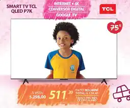 Lojas Cem Smart tv tcl qled p7k oferta