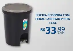 Bahamas Supermercados Lixeira redonda com pedal sanremo preta oferta