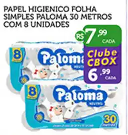 CenterBox Papel higienico folha simples paloma 30 metros oferta