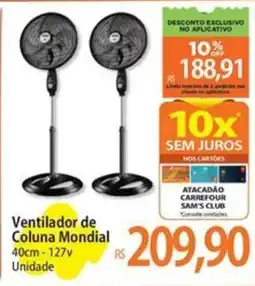 Atacadão Ventilador de Coluna Mondial oferta