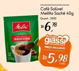 Giassi Supermercados Café Solúvel Melitta Sachê oferta