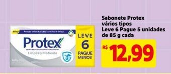 Mercado Extra Sabonete Protex varios tipos leve 6 pague 5 unidades de 85g cada oferta