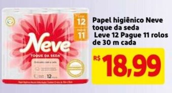 Mercado Extra Papel Higienico Neve toque da seda Leve 12 Pague 11 rolos de 30m cada oferta