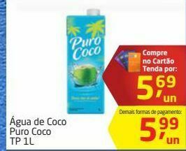 Tenda Atacado Água de coco puro coco 1l oferta