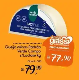 Giassi Supermercados Queijo Minas Padrão Verde Campo s/Lactose oferta