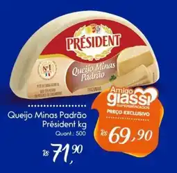 Giassi Supermercados Queijo Minas Padrão Président oferta