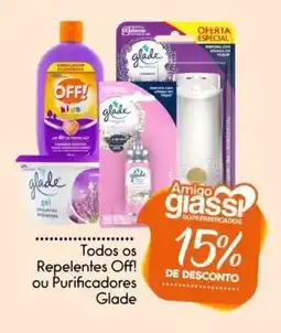 Giassi Supermercados Todos os Repelentes Off! ou Purificadores Glade oferta