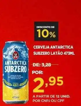 Apoio Mineiro Cerveja Antarctica Subzero Latão oferta