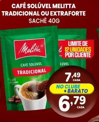 Rede Bom Lugar Café solúvel melitta tradicional ou extraforte sachê oferta