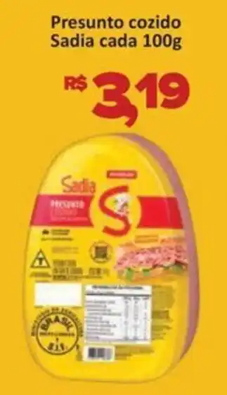 Supermercados Savegnago Presunto cozido Sadia cada oferta
