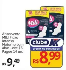 Supermercados Koch Absorvente MILI Fluxo Intenso Noturno com abas oferta