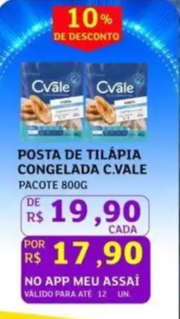 Assaí Atacadista Posta de tilápia congelada c.vale pacote oferta