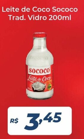 Atakarejo Leite de Coco Sococo Trad. Vidro 200ml oferta