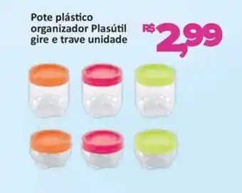 Supermercados Savegnago Pote plástico organizador Plasútil gire e trave unidade oferta