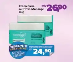 Supermercados Savegnago Creme facial nutritivo Monange oferta