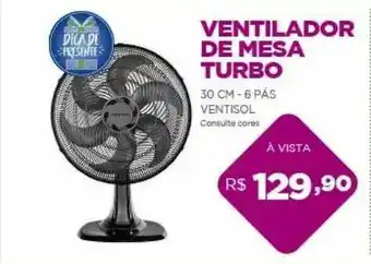 Redemac Ventilador De Mesa Turbo 30 Cm 6 Pás Ventisol oferta