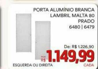 Porta Aluminio Branca Lambril Malta 80 Prado